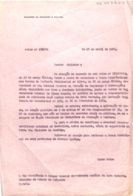 Aviso nº 186/GB, de Tarso Dutra, Ministro da Educação e Cultura