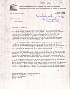 Ofício DG/1.2/70/41, de René Maheu, para José Magalhaes Pinto, Ministro das Relações Exteriores