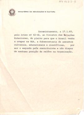 Nota informando encaminhamento de aviso nº 42-Gb ao Ministro das Relações Exteriores