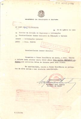 Ofício confidencial nº 1041/SI/DSIEC/69, de Waldemar Raul Turola, Diretor da DSIMEC