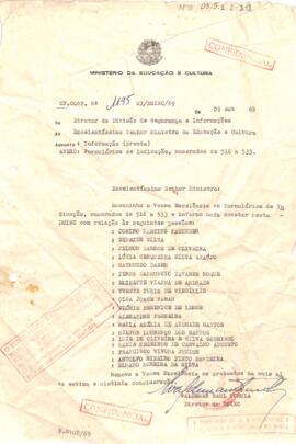 Ofício confidencial nº 1195/SI/DSIEC/69, de Waldemar Raul Turola, Diretor da DSIMEC