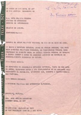 Telegrama do Diretor Geral do DPF, General José Bretas Cupertino