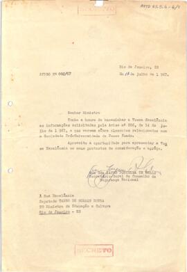 Aviso secreto nº 002/67, do Gen. Bda. Jayme Portella de Mello, Secretário-Geral do CSN