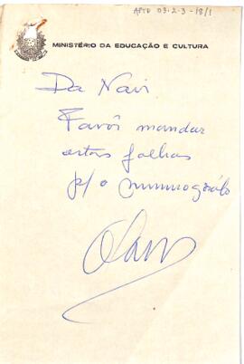 Correspondência de José A. Mora, Secretário Geral