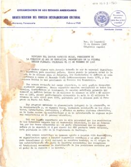 Discurso OEA/Ser./J/11.7 Doc. 23 de Patrício Rojas, Presidente da Comissão Ad Hoc de Educação