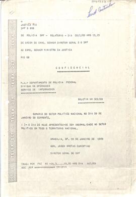 Telegrama do General José Bretas Cupertino, Diretor Geral do DPF