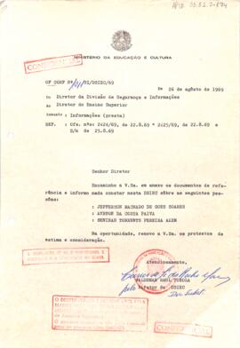 Ofício confidencial nº 1011/SI/DSIEC/69, de Waldemar Raul Turola, Diretor da DSIMEC