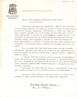 Correspondência, de Cardeal Vicente Scherer, Arcebispo da Cúria de Porto Alegre