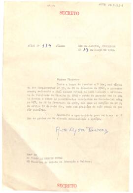 Aviso secreto nº 119/CISEx, de Aurélio de Lyra Tavares, Ministro de Estado do Exército