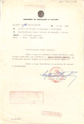 Ofício confidencial nº 1191/DSI/SI/MEC/68, de Waldemar Raul Turola, Diretor da DSIMEC