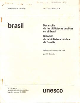 Publicação da UNESCO sobre Desenvolvimento das bibliotecas públicas no Brasil e Criação da biblioteca pública de Brasília