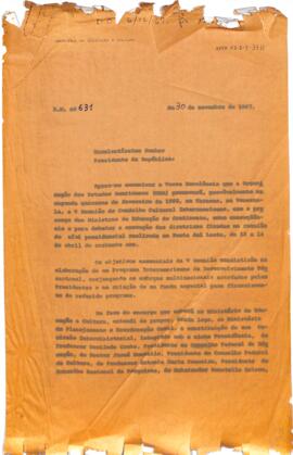 Exposição de Motivo nº631 de Tarso Dutra, Ministro do MEC