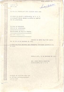 Telegrama do General José Bretas Cupertino, Diretor Geral do DPF