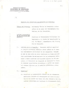 Projeto do Ministério de Educación de Venezuela para assistência técnica