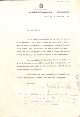 Correspondência, de Lamenha Filho, Governador de Alagoas