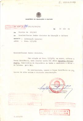 Ofício confidencial nº 490/DSI/SI/MEC/69, de Waldemar Raul Turola, Diretor da DSIMEC