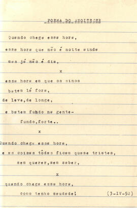 Poema do anoitecer