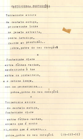 Poema Cantiguinha portuguesa