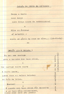 Poemas Canção do vento em setembro e Canção quase balada