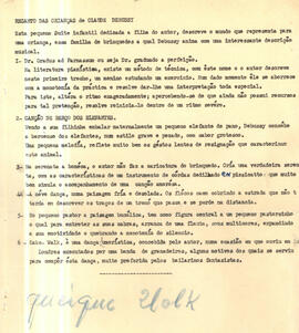 Escrito notas para audição comentada Debussy