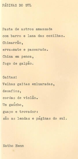 Poema Páginas do sul