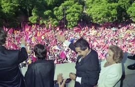 Posse do governador do Rio Grande do Sul, Olívio Dutra, na sacada do Palácio Piratini