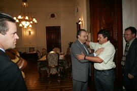 Chefe da Casa Civil, Alberto Oliveira, durante audiência com o prefeito de Sananduva, Itamar Antônio Camozzato, e o secretário dos Transportes, Alexandre Postal. Autor: Ivan de Andrade