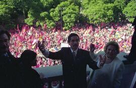 Posse do governador do Rio Grande do Sul, Olívio Dutra, na sacada do Palácio Piratini