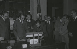Posse dos novos secretários do Estado: Secretaria da/de Educação e Cultura - Plácido Steffen; Secretaria da Indústria e Comércio - Abel Dourado; Secretaria dos Transportes - Miguel Ugalde; Secretaria da Saúde - Francisco Salzano Vieira da Cunha;  Secretaria do Turismo - João Flávio Ioppi;  Secretaria do Trabalho e Ação Social - Juarez Haussen