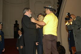 Germano Rigotto e presidente Luiz Inácio Lula da Silva recebem o “Gaúcho da Copa”. Autor: Paulo Dias