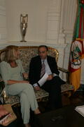 Chefe da Casa Civil, Alberto Oliveira, durante audiência com a prefeita de Turuçu, Selmira Fehrenbach. Autor: Ivan de Andrade