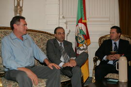 Chefe da Casa Civil, Alberto Oliveira, durante audiência com o prefeito de Sananduva, Itamar Antônio Camozzato, e o secretário dos Transportes, Alexandre Postal. Autor: Ivan de Andrade