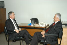 Senador Pedro Jorge Simon com secretário Ibsen Pinheiro. Autor: Paulo Dias