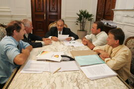 Chefe da Casa Civil, Alberto Oliveira, em audiência com o prefeito de Nova Prata, Vitor Pletsch. Autor: Itamar Aguiar