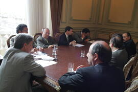 Germano Rigotto em reunião com os secretários da Casa Civil, Alberto Oliveira, das Obras Públicas, Frederico Antunes, e da Fazenda, Paulo Michelucci. Autor: Itamar Aguiar