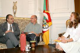 Chefe da Casa Civil, Alberto Oliveira, durante audiência com o vereador de Bento Gonçalves, Mario Gabardo. Autor: Ivan de Andrade