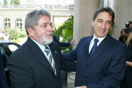 Germano Rigotto recebe o Presidente Luiz Inácio Lula da Silva. Autor: Nabor Goulart