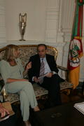Chefe da Casa Civil, Alberto Oliveira, durante audiência com a prefeita de Turuçu, Selmira Fehrenbach. Autor: Ivan de Andrade