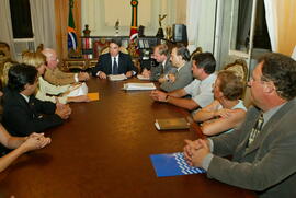 Governador Germano Rigotto em audiência com o prefeito de Pinto Bandeira, Severino Pavan. Autor: Jefferson Bernardes