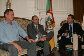 Chefe da Casa Civil, Alberto Oliveira, durante audiência com o prefeito de Sananduva, Itamar Antônio Camozzato, e o secretário dos Transportes, Alexandre Postal. Autor: Ivan de Andrade