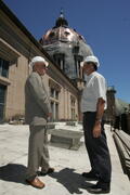 Secretário substituto da Cultura do Estado, Victor Hugo, vistoria o andamento das obras de restauração da cúpula da Catedral Metropolitana. Autor: Itamar Aguiar
