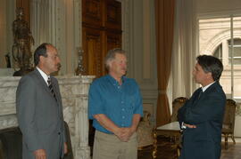 Governador Germano Rigotto e secretário Paulo Michelucci com prefeito de Candiota, Odilo José Dal Molin. Autor: Paulo Dias