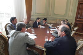 Germano Rigotto em reunião com os secretários da Casa Civil, Alberto Oliveira, das Obras Públicas, Frederico Antunes, e da Fazenda, Paulo Michelucci. Autor: Itamar Aguiar