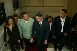 Germano Rigotto recebe o presidente da Venezuela, Hugo Chávez. Autor: Paulo Dias