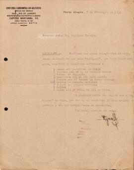 Carta informando a chegada de novos materiais.
