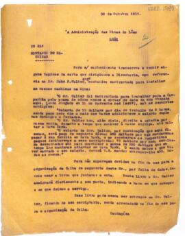 Transcrição da carta enviada pela Diretoria em relação aos benefícios do engenheiro mecânico contratado, John P. Walter 1