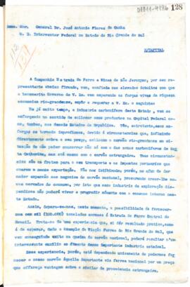 Carta a José Antonio Flores da Cunha de CEFMSJ. Assunto: Pedido de isenção de impostos portuários